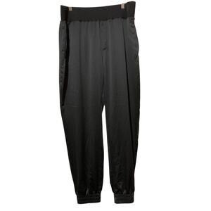 Halogen Silky Dress Pants Women Size Large Black Tapered Leg Pockets